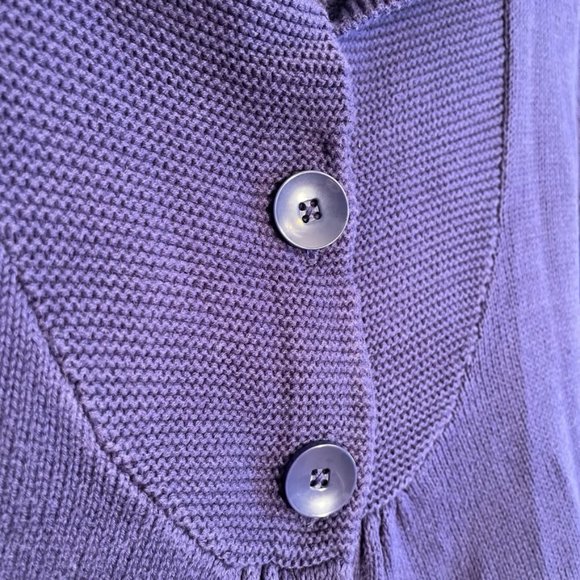 ELLE Purple Cardigan Short Sleeve Knit Crochet Sweater Button Top Size XL - Picture 5 of 10
